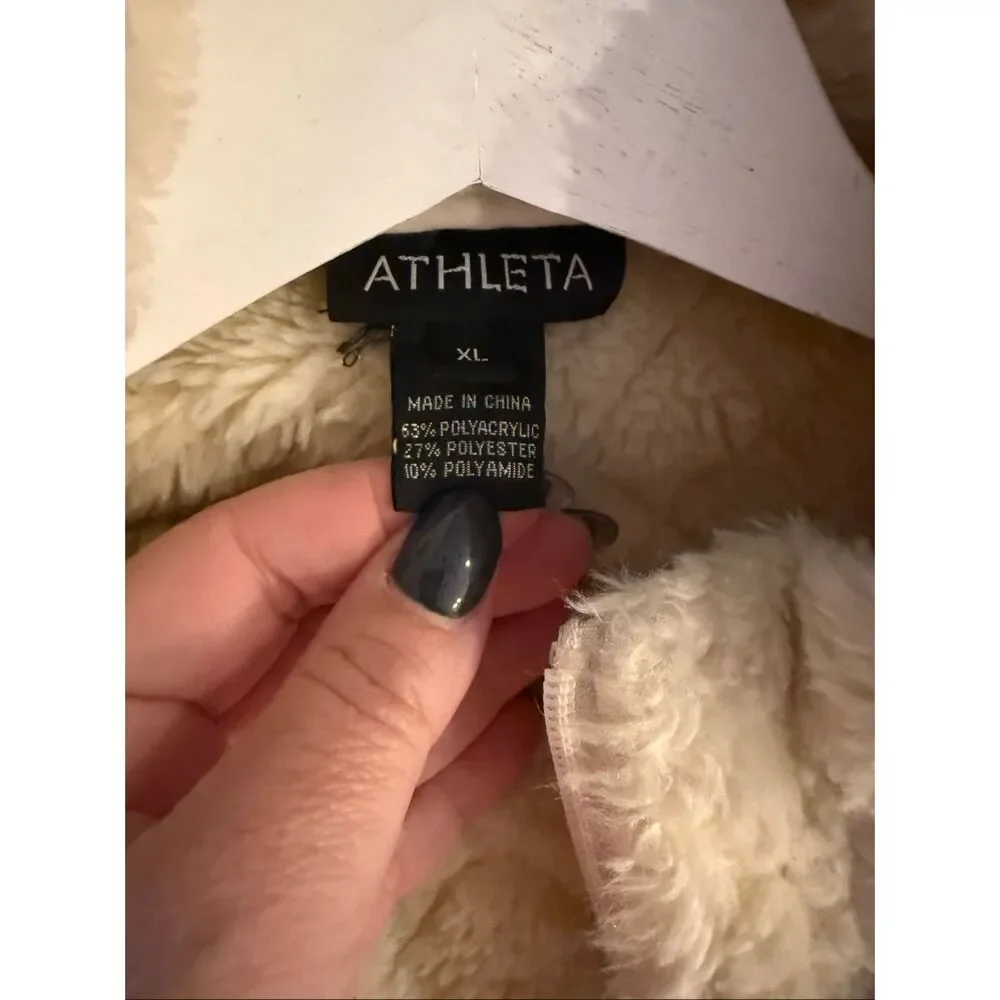 Athleta Dakani Winter White Quilted Faux Sherpa Jacket sz XL EUC - Picture 7 of 7